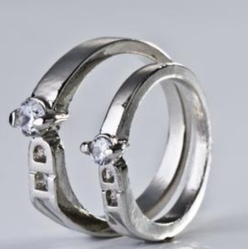 Sterling Silver plated bridal set with cubic zirconia like stones
